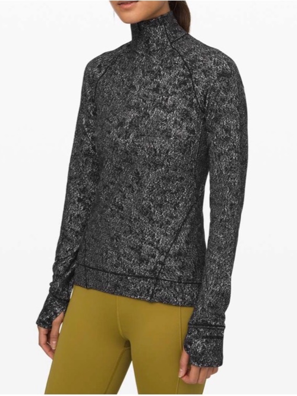 Lululemon Out Run the Elements 1/2 Zip ~ Size 6 ~ Misted Jacquard B/W